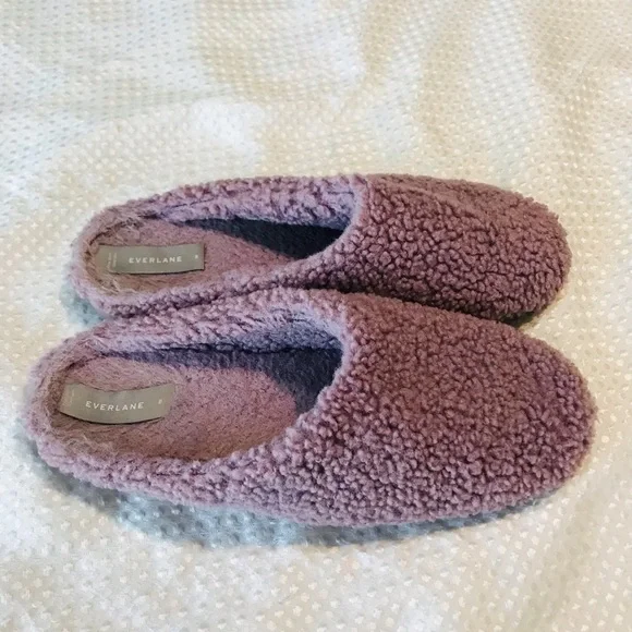 Everlane Women's Teddy Slipper Mule SlipOn Lavender Fleece Faux Fur - Picture 3 of 9